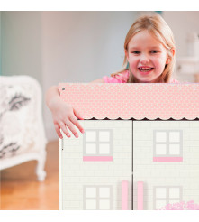 Casuta Papusi Lemn Roz Lulilo Papilio Dollhouse 80 cm