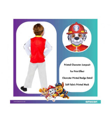 Costum carnaval Marshall Patrula Catelusilor pentru copii marime 110 / 116 cm ( 4 - 6 ani)