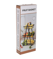 Cos fructe 3 etaje metal si lemn, organizator bucatarie