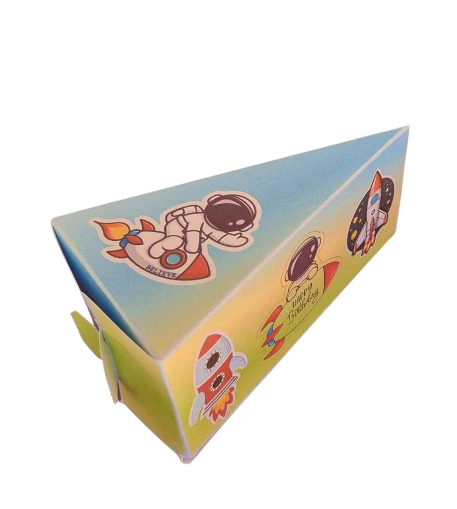 Cutie in forma de felie tort din carton de 160 gr model Racheta 12 x 7 x 5 cm