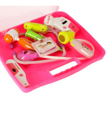 Set de joaca, trusa medicala cu accesorii, geanta, sunete si lumini, roz