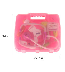 Set de joaca, trusa medicala cu accesorii, geanta, sunete si lumini, roz