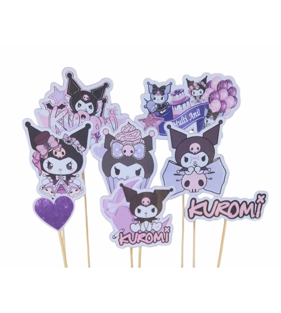 Set 8 toppere Kuromi pentru tort 5–10 cm