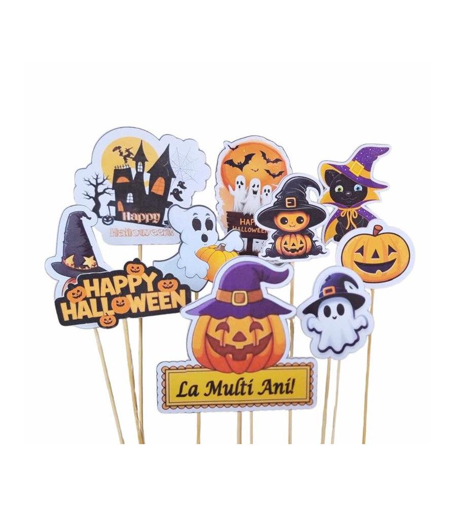 Set 10 toppere Halloween pentru tort 5–10 cm