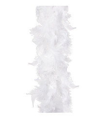 Ghirlanda pentru decor sau bradul de Craciun, model puf si pene, alba, 180cm