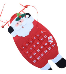 Calendar de Advent din fetru, model Mos Craciun 65 cm