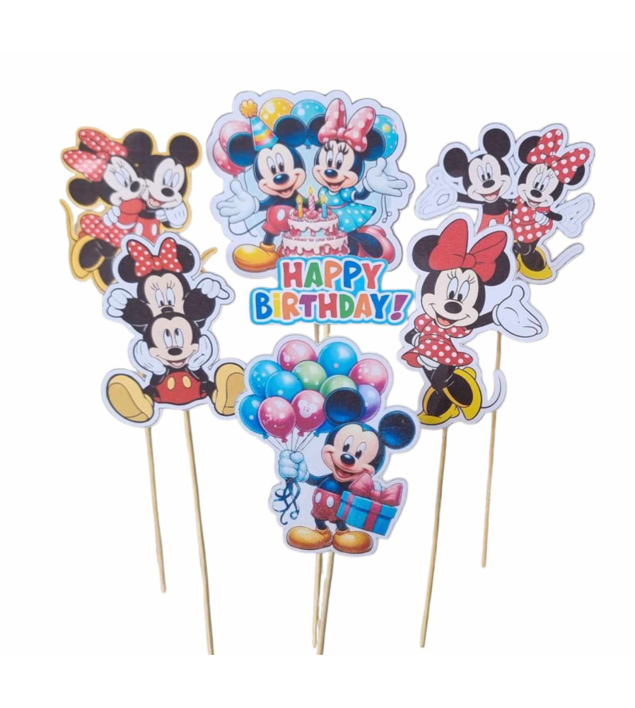 Set 7 toppere model Mickey și Minnie 5-10 cm pentru torturi