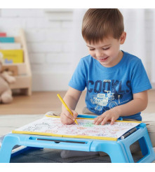 Proiector pentru desen, masa educative pentru copii cu markere și creioane (albastru)