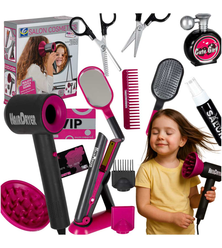 Set coafor copii 20 piese cu uscator și placa de par