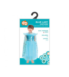Costum carnaval Blue lady pentru copii, marime 110/125 cm (4-6 ani)