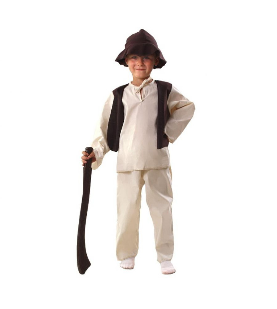 Costum carnaval Pastor pentru copii, cu bluza, vesta, pantaloni si palarie, marime 122/128 (6-8 ani)