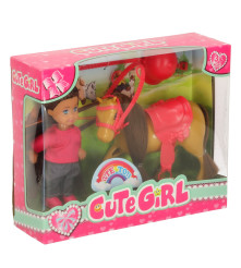 Set papusa calaret cu ponei si accesorii din 5 piese