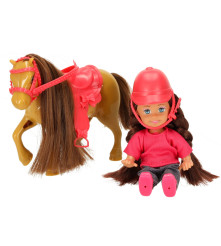 Set papusa calaret cu ponei si accesorii din 5 piese