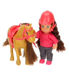 Set papusa calaret cu ponei si accesorii din 5 piese