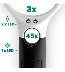 Lupa LED everActive MG-01, 3x/45x, iluminare LED, portabila