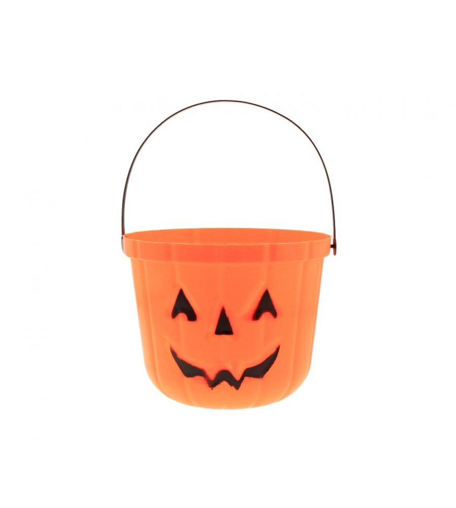 Galeata decorativa Halloween Happy Pumpkin, pentru colectarea dulciurilor