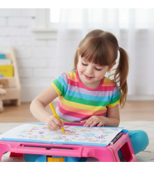 Proiector pentru desen, masa educative pentru copii cu markere și creioane (Roz)