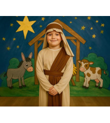Costum carnaval pentru copii Iosif, continue halat, brau, esarfa, 120/130 cm (7-8 ani)