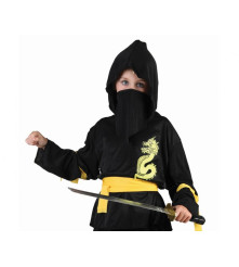 Costum carnaval Black Ninja pentru copii, marime 120/130 cm (7-8 ani)