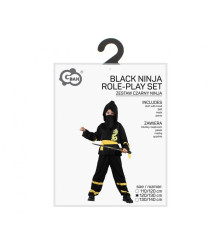 Costum carnaval Black Ninja pentru copii, marime 120/130 cm (7-8 ani)