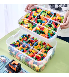 Organizer triplu pentru jucarii si blocuri, verde 30 x 23 x 32 cm