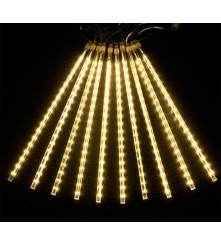 Instalatie LED Craciun 3m, 8 Tuburi 50cm Ploaie Meteori Alb Cald