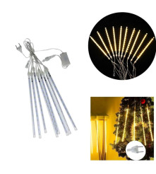 Instalatie LED Craciun 3m, 8 Tuburi 50cm Ploaie Meteori Alb Cald