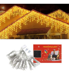 Instalație Craciun Turturi 12m, 300 LED, 8 jocuri, Alb Cald