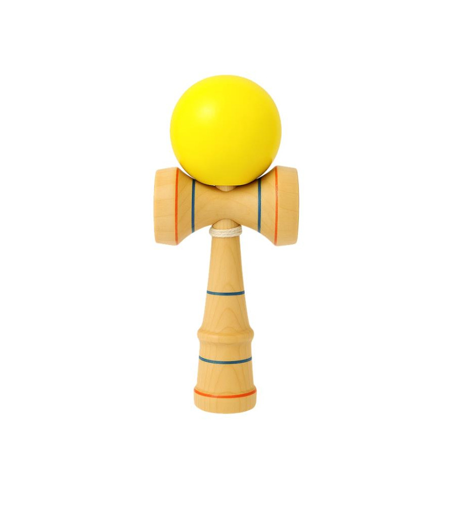 Kendama din Lemn cu Bila galbena Lucioasa 18cm