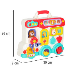 Jucarie educativa STEM, Autobuz cu butoane, Lumini si Sunete, 30 x 24 x 9 cm