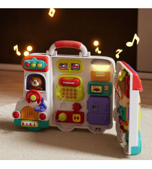 Jucarie educativa STEM, Autobuz cu butoane, Lumini si Sunete, 30 x 24 x 9 cm