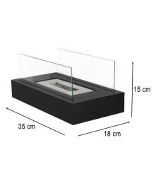 Semineu de masa bio independent, dreptunghiular, fara fum, cu sticla  design modern