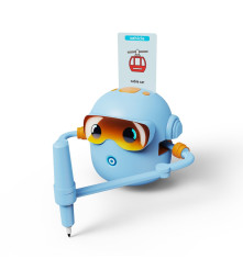 Robot inteligent de desenat pentru copii cu 100 de cartonase ilustrate de desenat - albastru