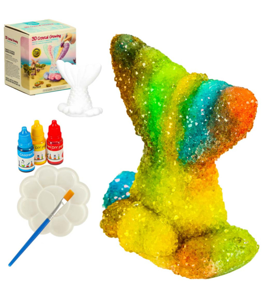 Set creativ Coada de Sirena crestere de Cristale, 3D, figurina ipsos si accesorii incluse, 9,5 x 8 x 4,5 cm