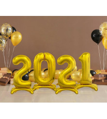 Balon folie stativ sub forma de cifra, auriu 74 cm