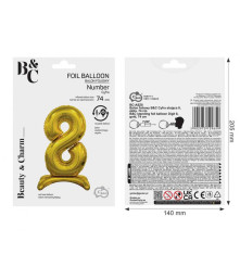 Balon folie stativ sub forma de cifra, auriu 74 cm