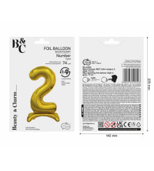 Balon folie stativ sub forma de cifra, auriu 74 cm
