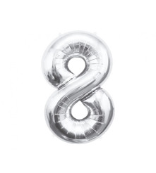 Balon folie sub forma de cifra, argintiu, 85 cm