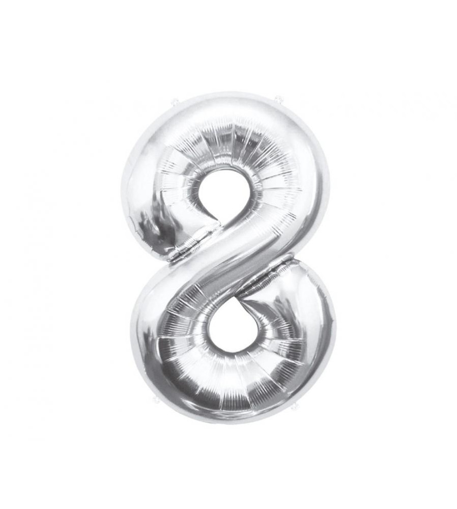 Balon folie sub forma de cifra, argintiu, 85 cm