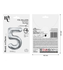 Balon folie sub forma de cifra, argintiu, 85 cm