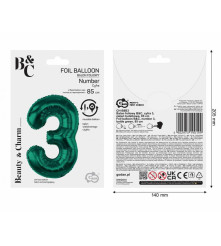 Balon folie sub forma de cifra, verde, 85 cm