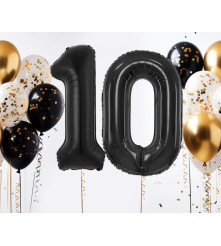Balon folie sub forma de cifra, negru mat, 85 cm