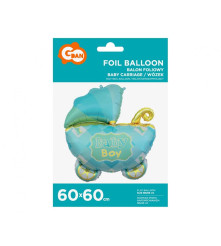 Balon Folie Model Carucior Bebelus Albastru 60 cm
