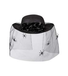 Palarie Spider Widow cu voal negru pentru bal mascat