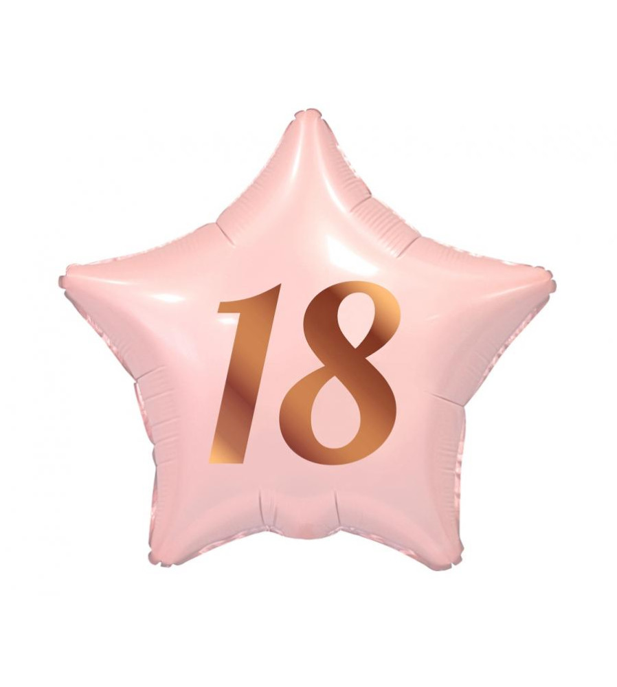 Balon Folie 18 Ani, Model Stea roz 48 cm