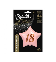 Balon Folie 18 Ani, Model Stea roz 48 cm