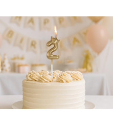 Lumanare aniversara cifra cu coroana, champagne gold, 6 cm