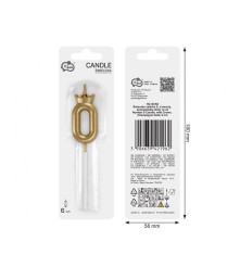 Lumanare aniversara cifra cu coroana, champagne gold, 6 cm
