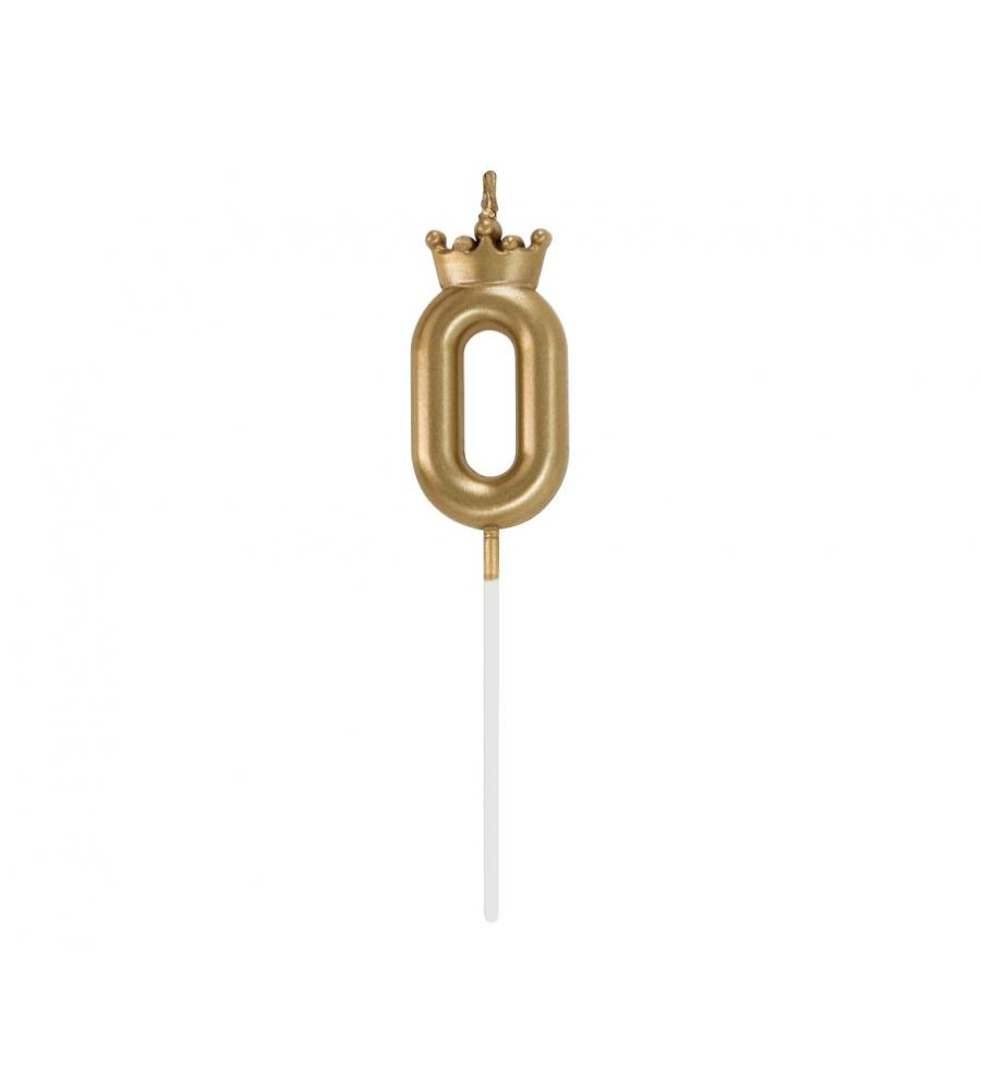 Lumanare aniversara cifra cu coroana, champagne gold, 6 cm