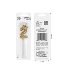 Lumanare aniversara cifra cu coroana, champagne gold, 6 cm